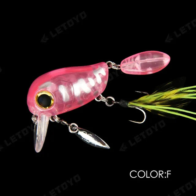 Micro Tappy Fishing Lure – Artificial Hard Bait Crank Wobbler | Tongue Plate Spinning Spoon with Feather | Trout Bait - Cast And Catch