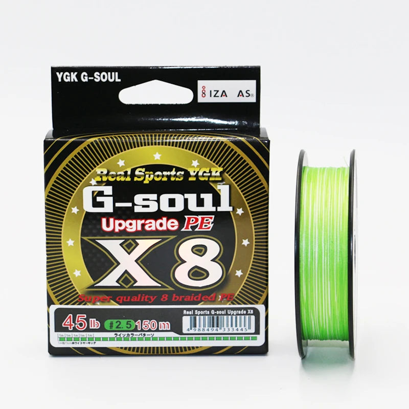 YGK PE G-SOUL X8 Braid Fishing Line – 8-Strand Multifilament | Super Strong | 150/200m | 14–60lb | Made in Japan - Cast And Catch