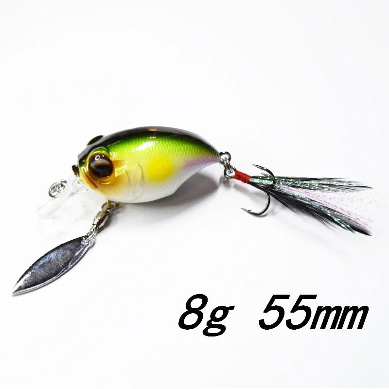 Micro Tappy Fishing Lure – Artificial Hard Bait Crank Wobbler | Tongue Plate Spinning Spoon with Feather | Trout Bait - Cast And Catch