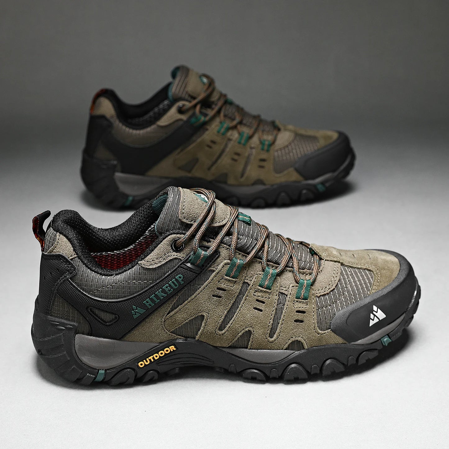 HIKEUP Men’s Hiking Shoes – Suede Leather | Wear-Resistant Outdoor Trekking, Walking & Hunting Tactical Sneakers - Cast And Catch