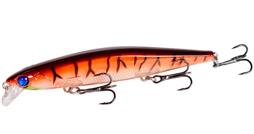 Sinking Minnow Lure – 11cm, 12.5g | Plastic Wobbler | 3 Hooks | Bass, Pike, Carp | Swimbait Fishing Tackle - Cast And Catch