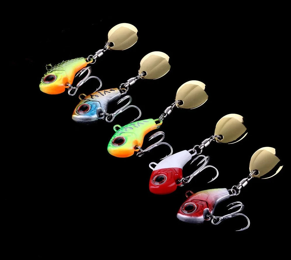 5pcs Fishing Lure Set – Rotating Metal VIB | Vibration/Spinner/Spoon | Hard Bait | Sea Fishing | Sequins - Cast And Catch