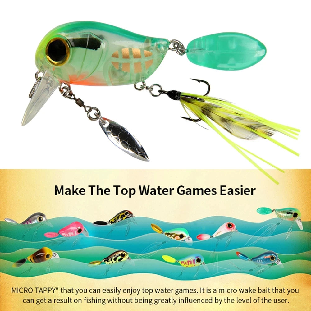 Micro Tappy Fishing Lure – Artificial Hard Bait Crank Wobbler | Tongue Plate Spinning Spoon with Feather | Trout Bait - Cast And Catch