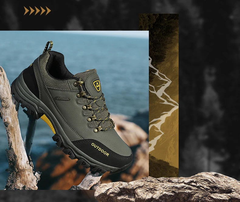 Men’s Waterproof Hiking Shoes – Low-Top Leather Boots | Outdoor Trekking, Walking & Trail Running Sneakers - Cast And Catch