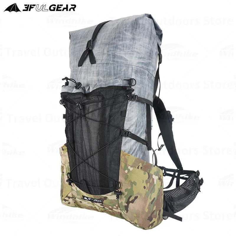 3F UL GEAR YUE Waterproof Backpack – 45+10L Ultralight | 1.1kg XPAC/UHMWPE | Rapid Adjustable, Large Capacity for Camping & Travel - Cast And Catch
