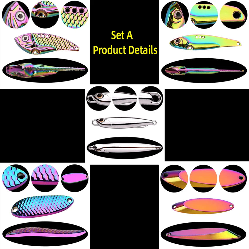 5pcs Wobbler Lure Set – 3/10/15g | Metal VIB | Sinking Hard Lures | Sea Fishing Artificial Bait - Cast And Catch