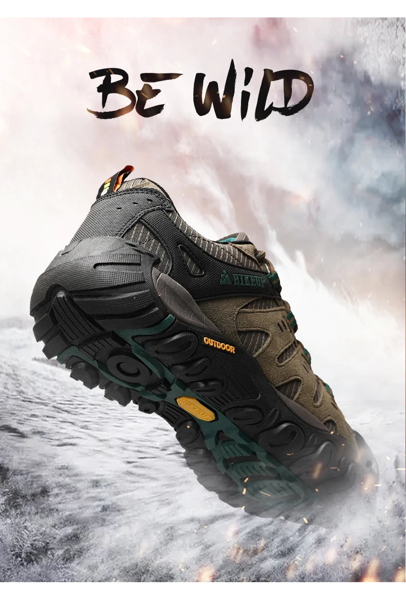 HIKEUP Men’s Hiking Shoes – Suede Leather | Wear-Resistant Outdoor Trekking, Walking & Hunting Tactical Sneakers - Cast And Catch