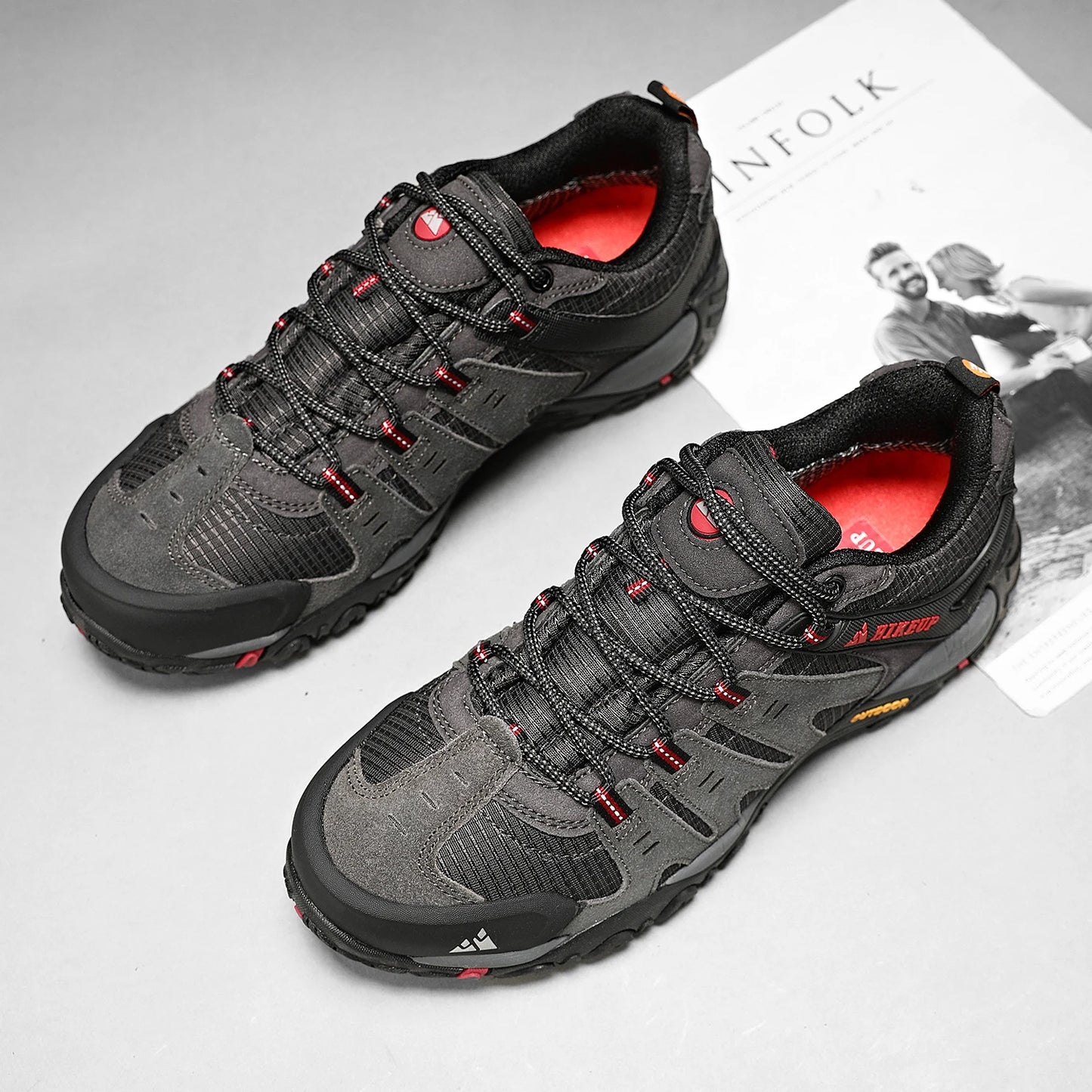 HIKEUP Men’s Hiking Shoes – Suede Leather | Wear-Resistant Outdoor Trekking, Walking & Hunting Tactical Sneakers - Cast And Catch