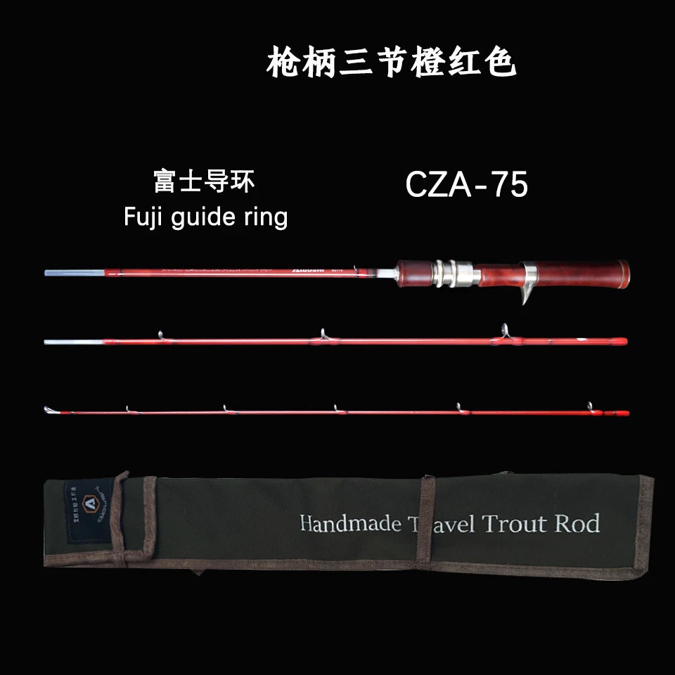 Aioushi Fully Hollow Multi-Section UD Fiberglass Trout Rod | Handcrafted Solid Wood Handle | Portable - Cast And Catch