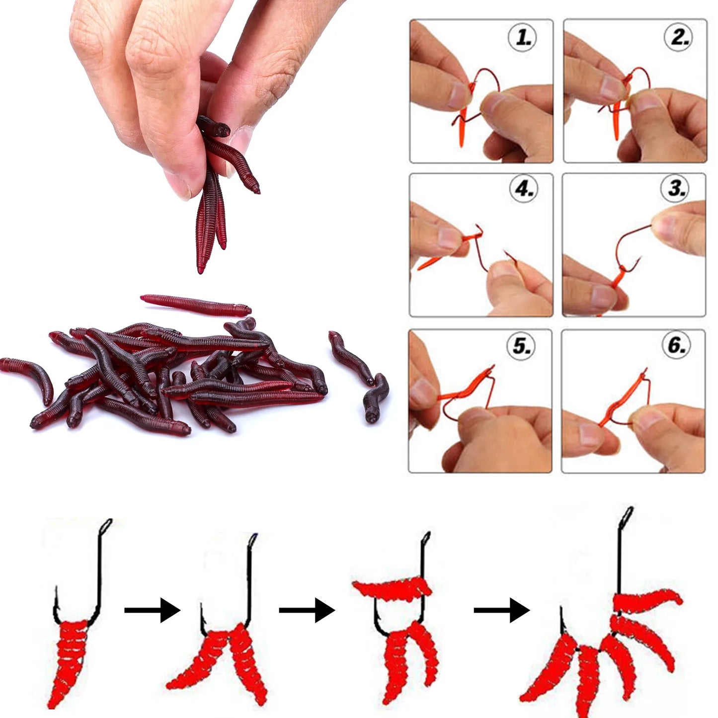 Sougayilang Soft Fishing Lure Set – 50–200pcs | 4cm, 0.3g Simulation Worms | Lifelike Scented Bass Lures - Cast And Catch