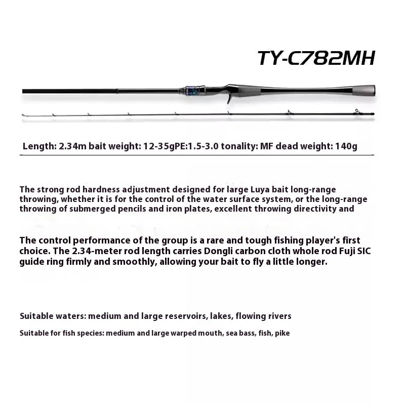 Haibo 2.5m Lightweight High-Elastic Carbon Fiber Fishing Rod | Long-Distance Lure Fishing | Reservoir & Lake Use - Cast And Catch