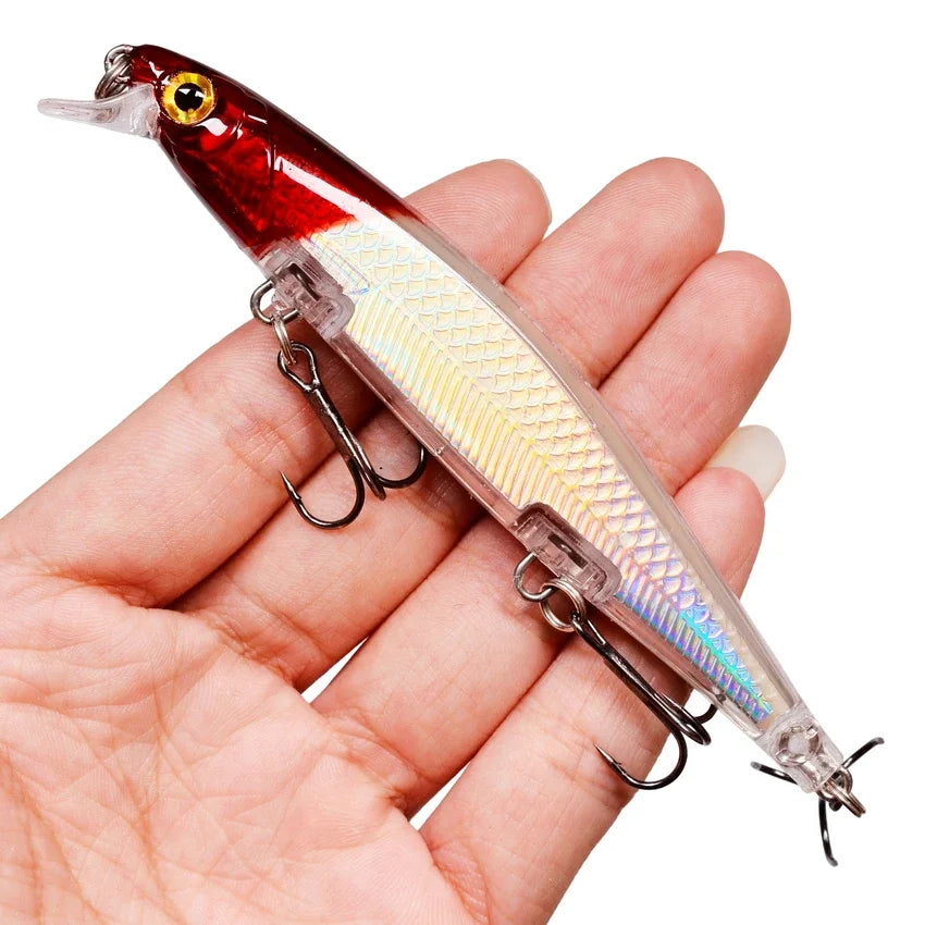 Sinking Minnow Lure – 11cm, 12.5g | Plastic Wobbler | 3 Hooks | Bass, Pike, Carp | Swimbait Fishing Tackle - Cast And Catch