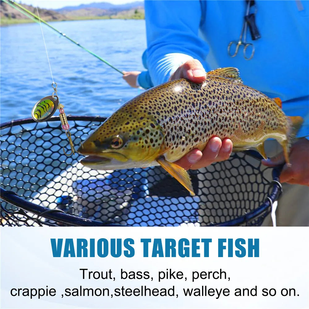 5/10/16pcs Spinner Lures – Spoon Bait | Feather Treble Hooks | Pike, Trout, Salmon & Bass - Cast And Catch