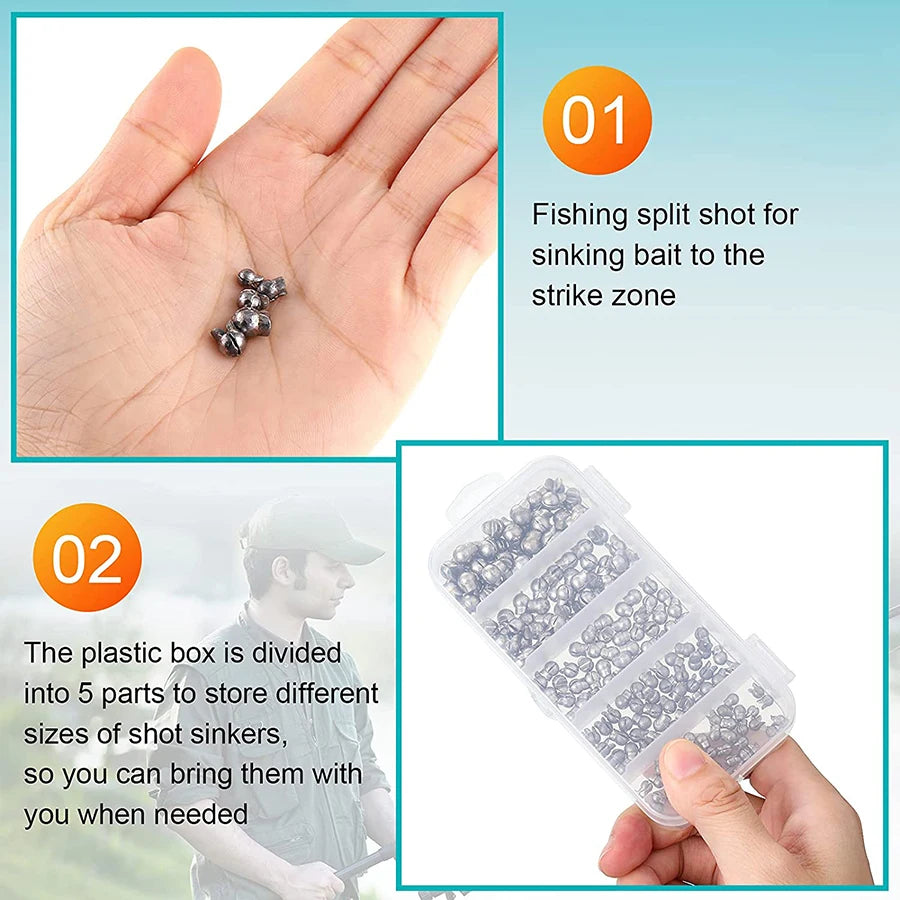 100pcs Fishing Weights Kit – 0.5–2g Removable Round Split Shot Sinkers - Cast And Catch