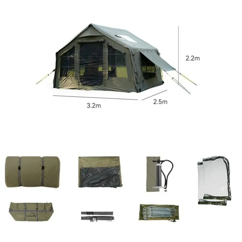 8㎡ Fully Automatic Inflatable Camping Tent – Outdoor Use | Sun Protection, Rainproof & Portable | Ventilated & Bright Interior - Cast And Catch
