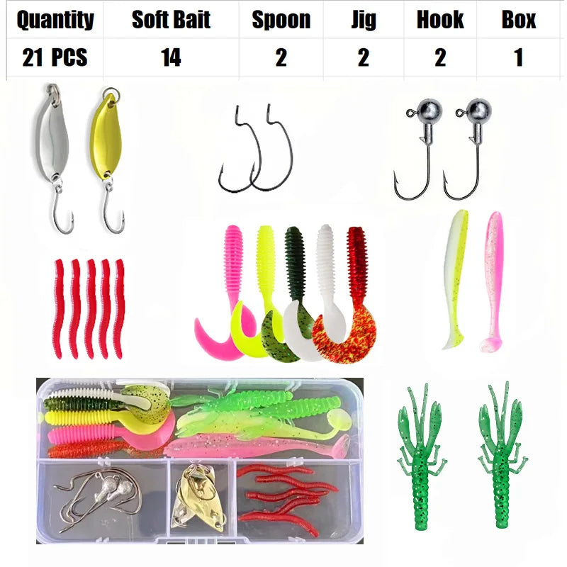 Fishing Lure Set – 18/21/59/142pcs Mixed VIB Lures | Soft Lures, Minnows, Poppers & Hooks | Freshwater Fishing Accessories - Cast And Catch