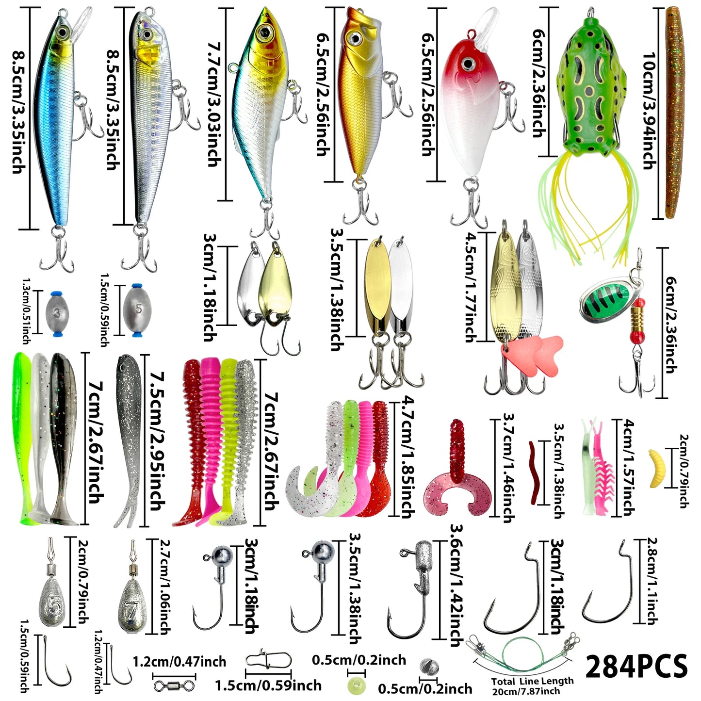 78/122/284pcs Fishing Lure Kit – Topwater Baits | Bass, Trout & Salmon | Fishing Accessories - Cast And Catch