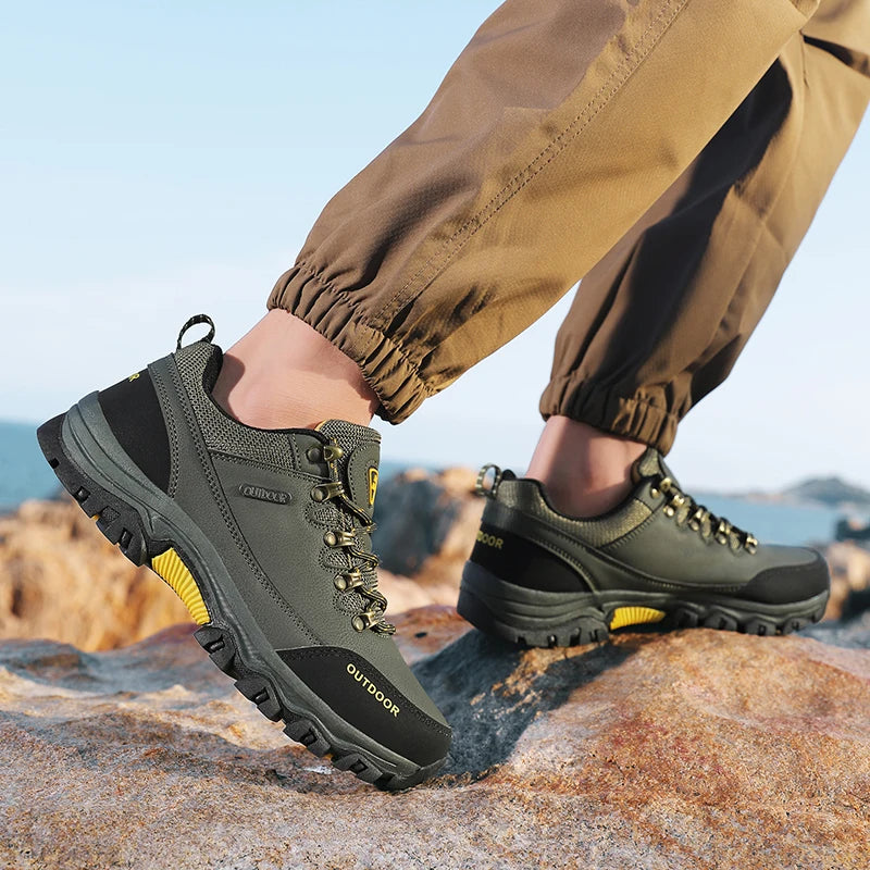 Men’s Waterproof Hiking Shoes – Low-Top Leather Boots | Outdoor Trekking, Walking & Trail Running Sneakers - Cast And Catch