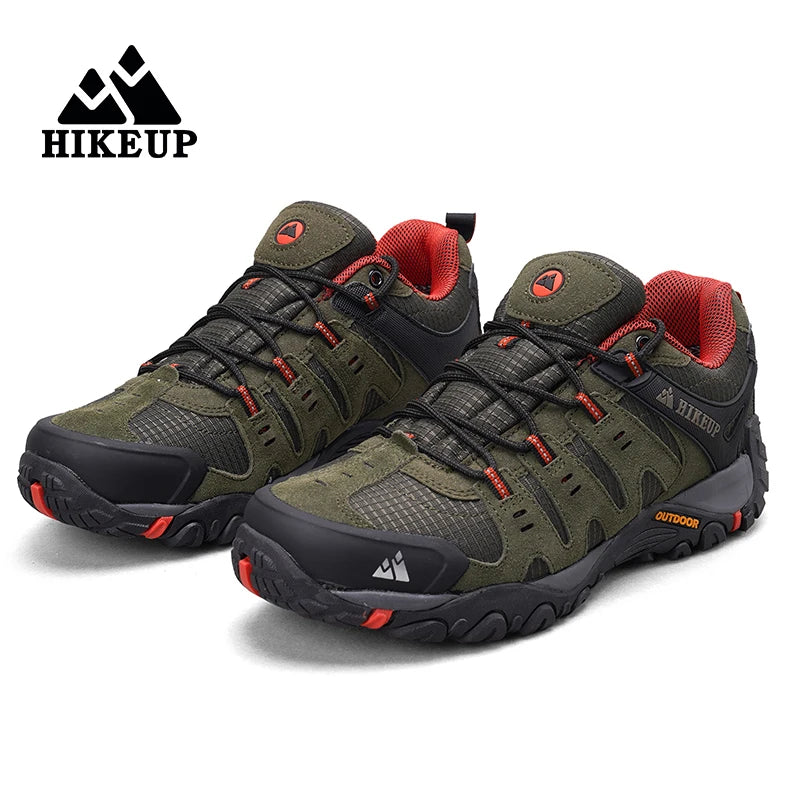 HIKEUP Men’s Hiking Shoes – Suede Leather | Wear-Resistant Outdoor Trekking, Walking & Hunting Tactical Sneakers - Cast And Catch
