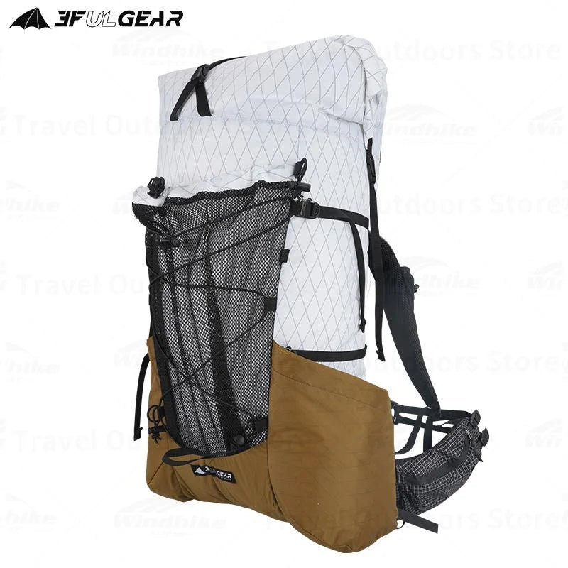 3F UL GEAR YUE Waterproof Backpack – 45+10L Ultralight | 1.1kg XPAC/UHMWPE | Rapid Adjustable, Large Capacity for Camping & Travel - Cast And Catch