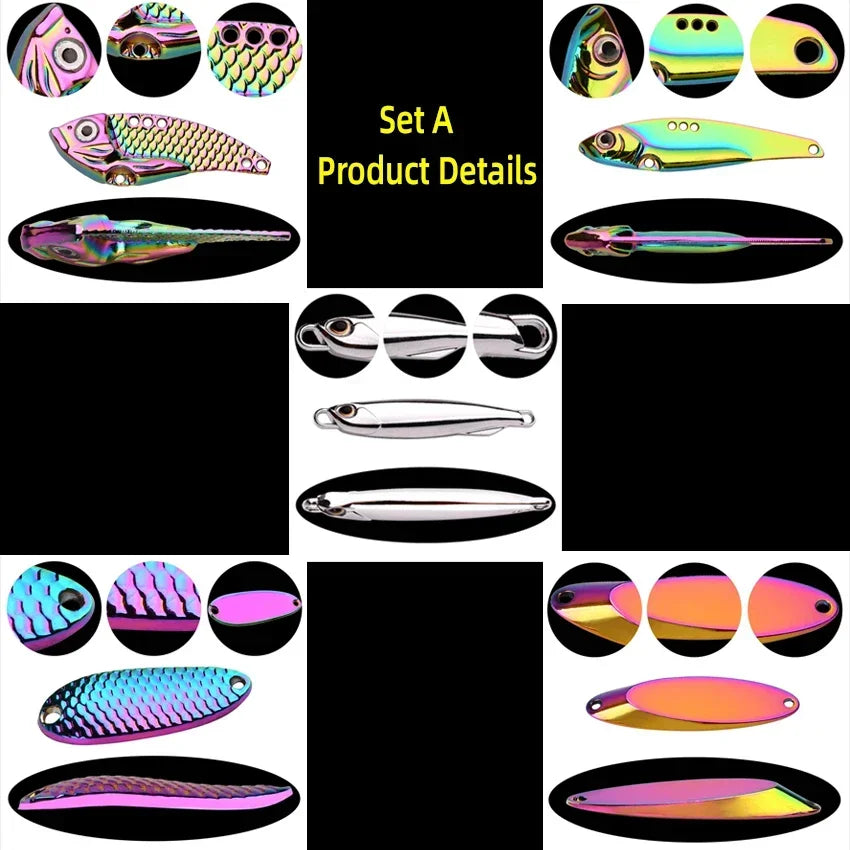 5pcs Wobbler Lure Set – 3/10/15g | Metal VIB | Sinking Hard Lures | Sea Fishing Artificial Bait - Cast And Catch