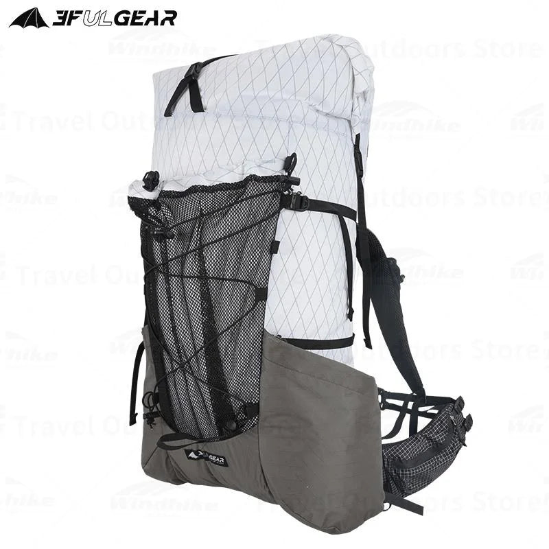 3F UL GEAR YUE Waterproof Backpack – 45+10L Ultralight | 1.1kg XPAC/UHMWPE | Rapid Adjustable, Large Capacity for Camping & Travel - Cast And Catch