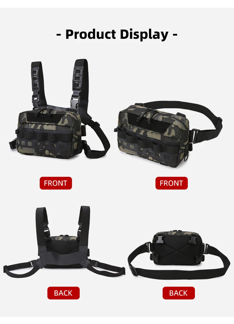 Men’s Camo Fishing Vest Bag – Utility Tackle Chest Pack | Waist Bag for Outdoor, Mountaineering, Camping, Hiking & Hunting - Cast And Catch