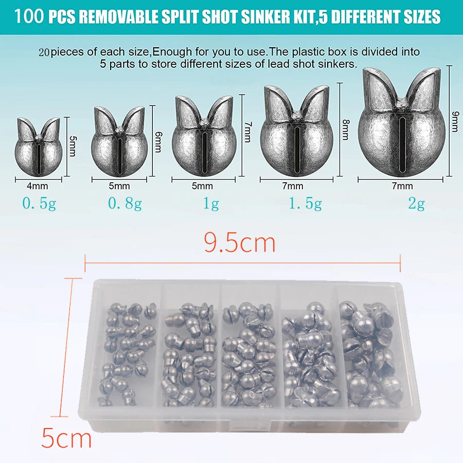 100pcs Fishing Weights Kit – 0.5–2g Removable Round Split Shot Sinkers - Cast And Catch