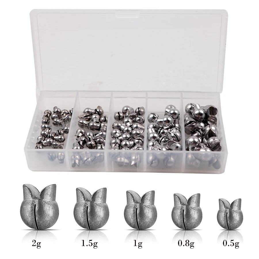 100pcs Fishing Weights Kit – 0.5–2g Removable Round Split Shot Sinkers - Cast And Catch