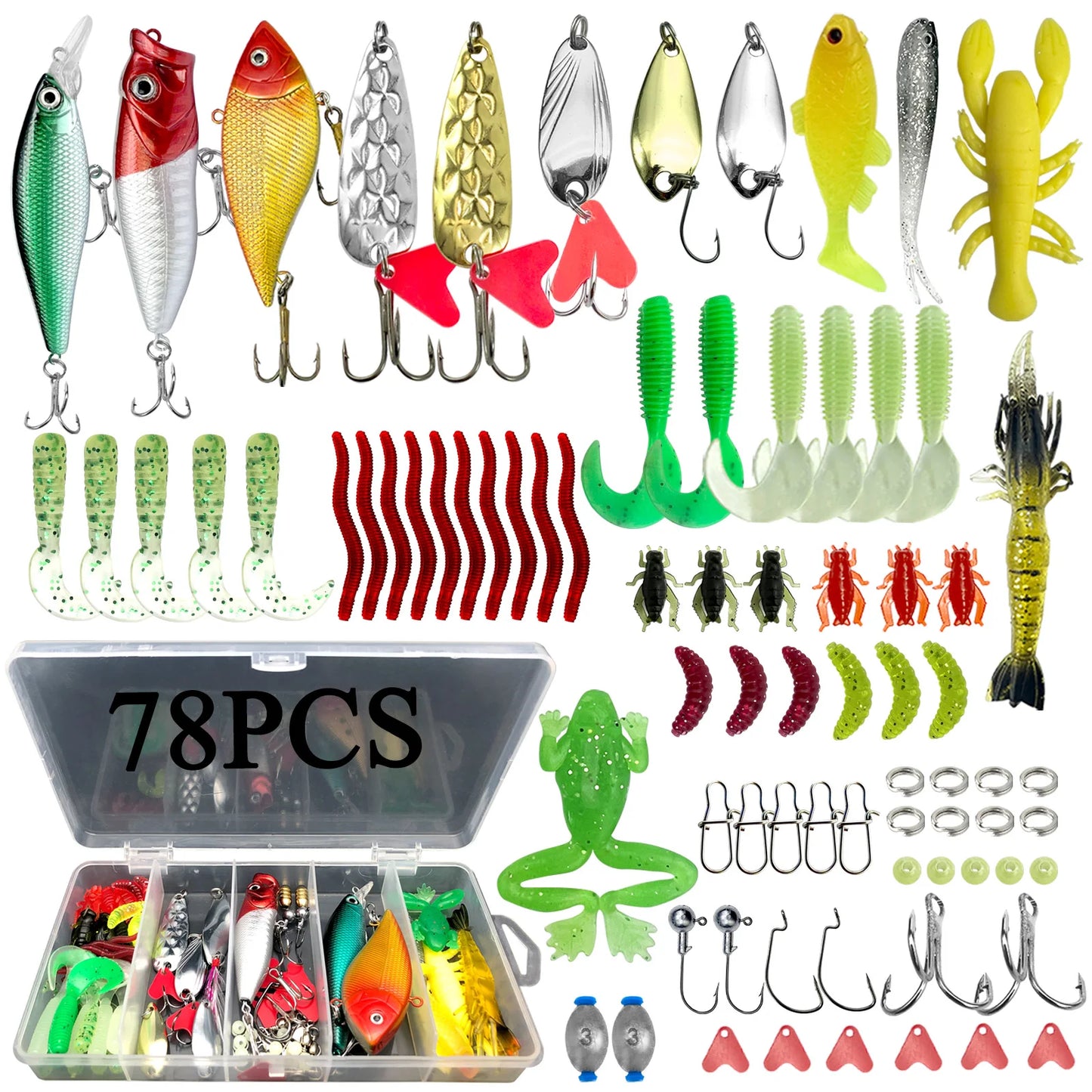 78/122/284pcs Fishing Lure Kit – Topwater Baits | Bass, Trout & Salmon | Fishing Accessories - Cast And Catch