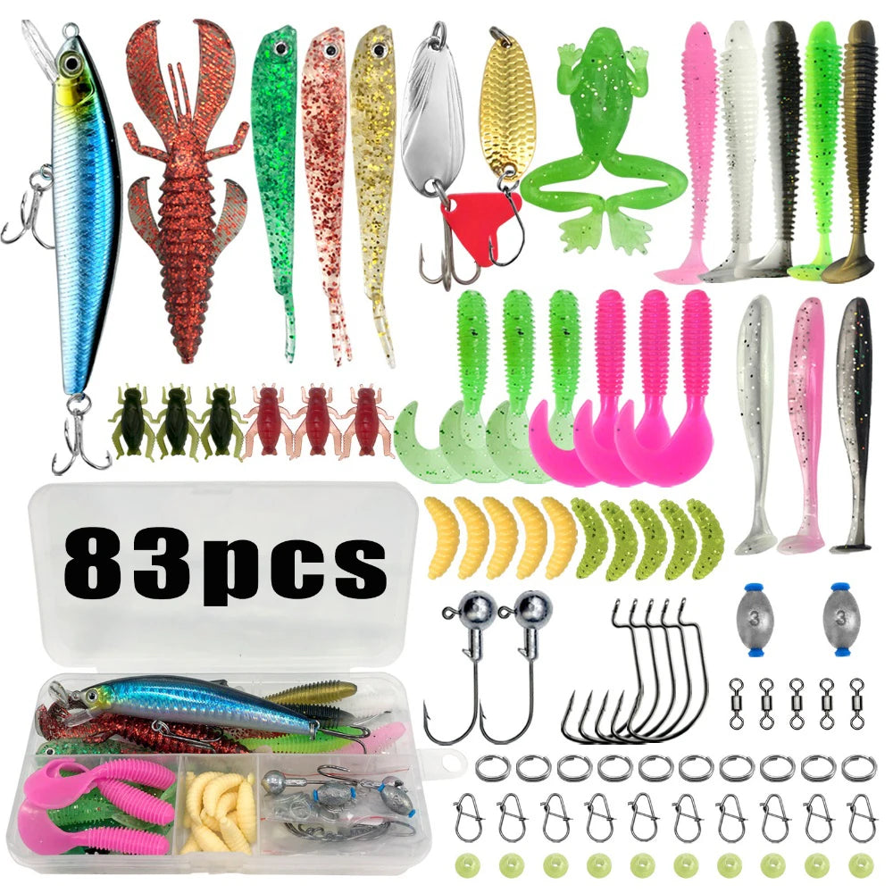 83/133/193pcs Multi-Lure Fishing Kit – Trout, Pike & Bass | Pro Gear Tackle Box | Layered Storage - Cast And Catch