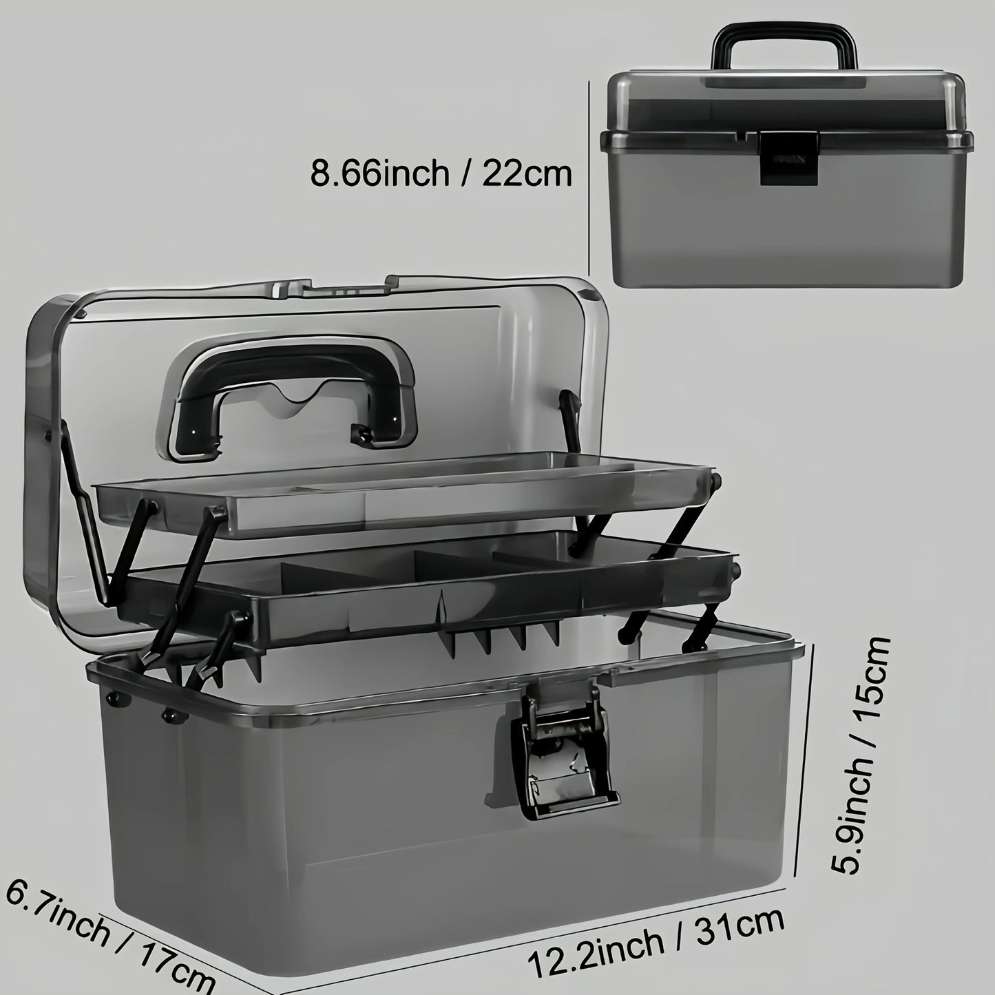 3-Layer Large Tackle Box – Plastic Portable Storage | Fishing Tool Organizer with Handle | Also for Art, Craft, Office & Car - Cast And Catch
