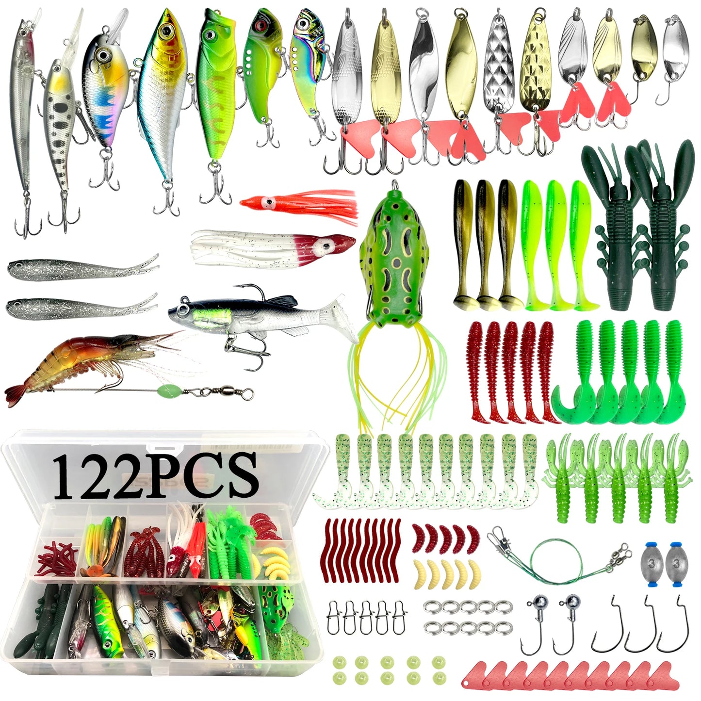 78/122/284pcs Fishing Lure Kit – Topwater Baits | Bass, Trout & Salmon | Fishing Accessories - Cast And Catch
