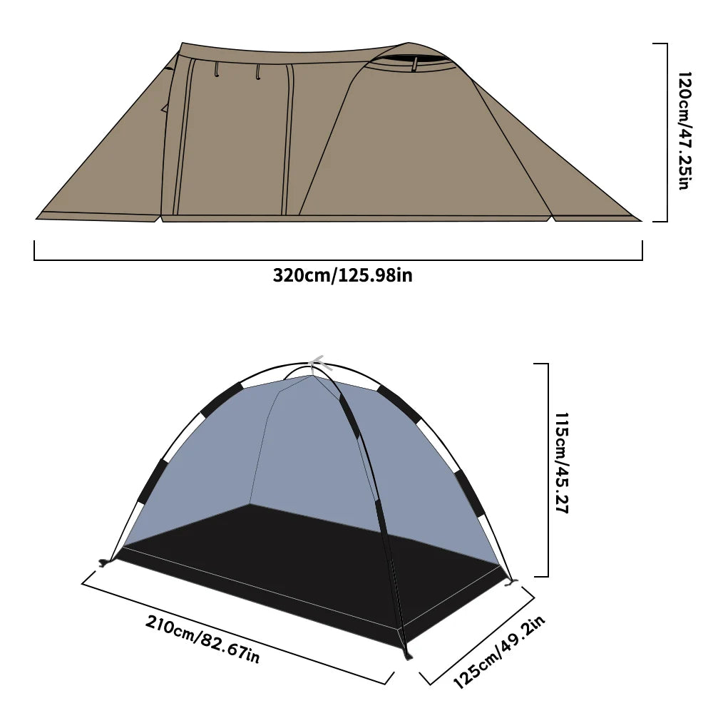 Fireproof Hot Tent – 2 Person Waterproof Dome | Stove Jack & Snow Skirt | Camping, Hiking, Hunting | 4-Season Winter Use - Cast And Catch