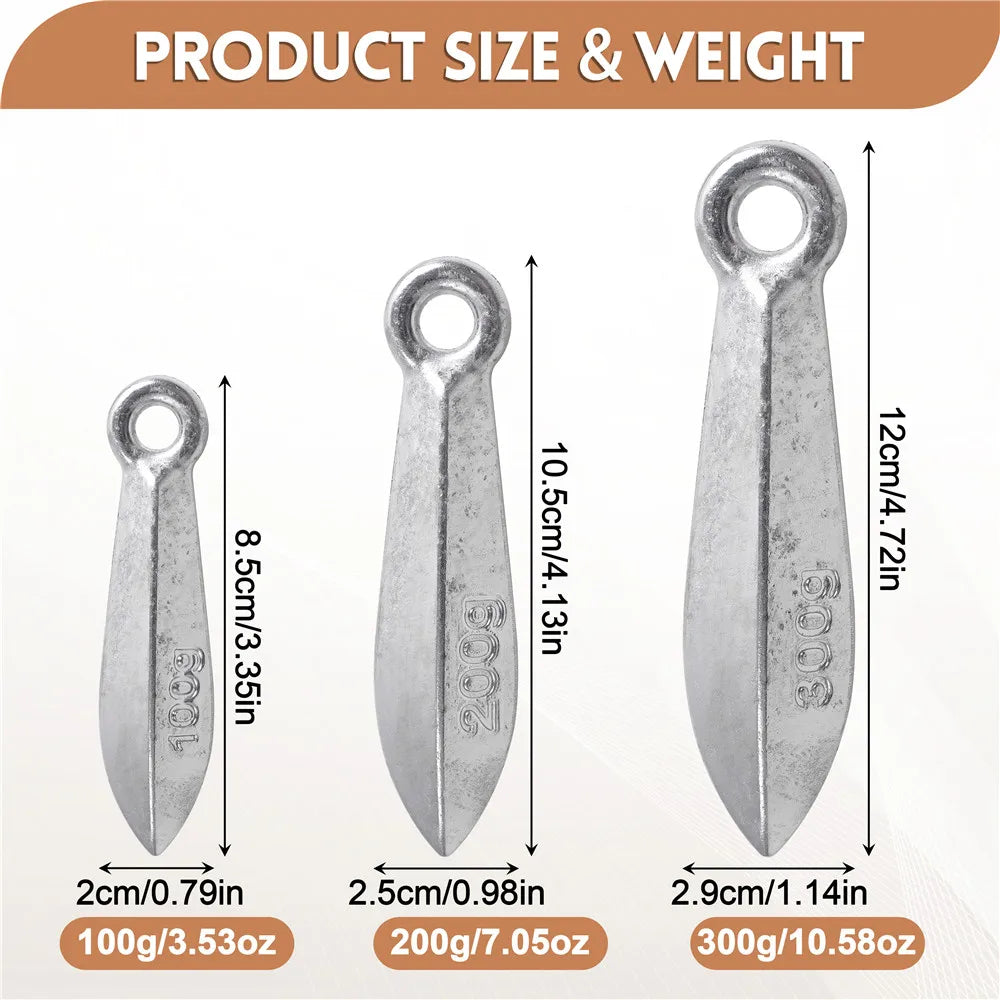 100/200/300g Bank Fishing Weights – Longshot Cast Sinkers | Saltwater Use for Tuna, Shark & Big Game Fishing - Cast And Catch