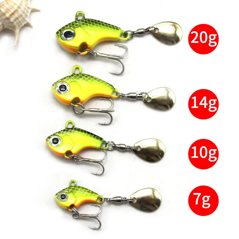 5pcs Fishing Lure Set – Rotating Metal VIB | Vibration/Spinner/Spoon | Hard Bait | Sea Fishing | Sequins - Cast And Catch