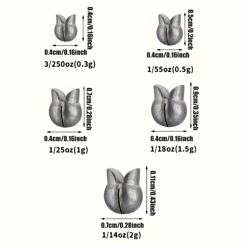 60/120pcs Fishing Weights Kit – Premium Split Shot Sinkers | 5 Sizes, Round Removable Design | Freshwater Use - Cast And Catch