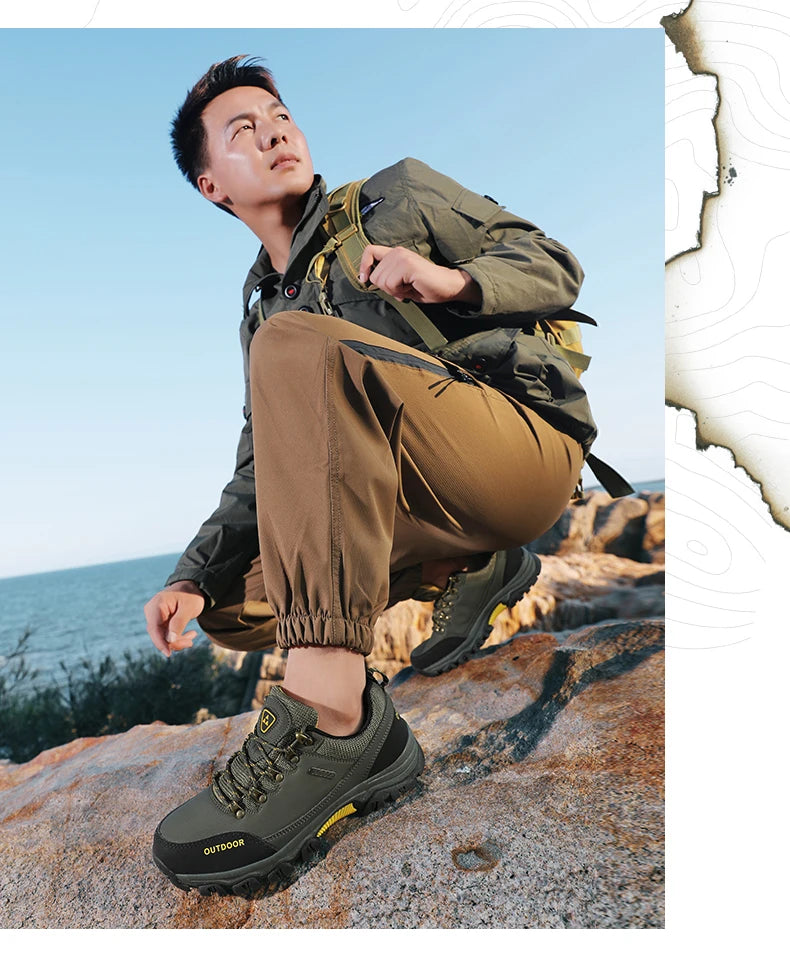 Men’s Waterproof Hiking Shoes – Low-Top Leather Boots | Outdoor Trekking, Walking & Trail Running Sneakers - Cast And Catch