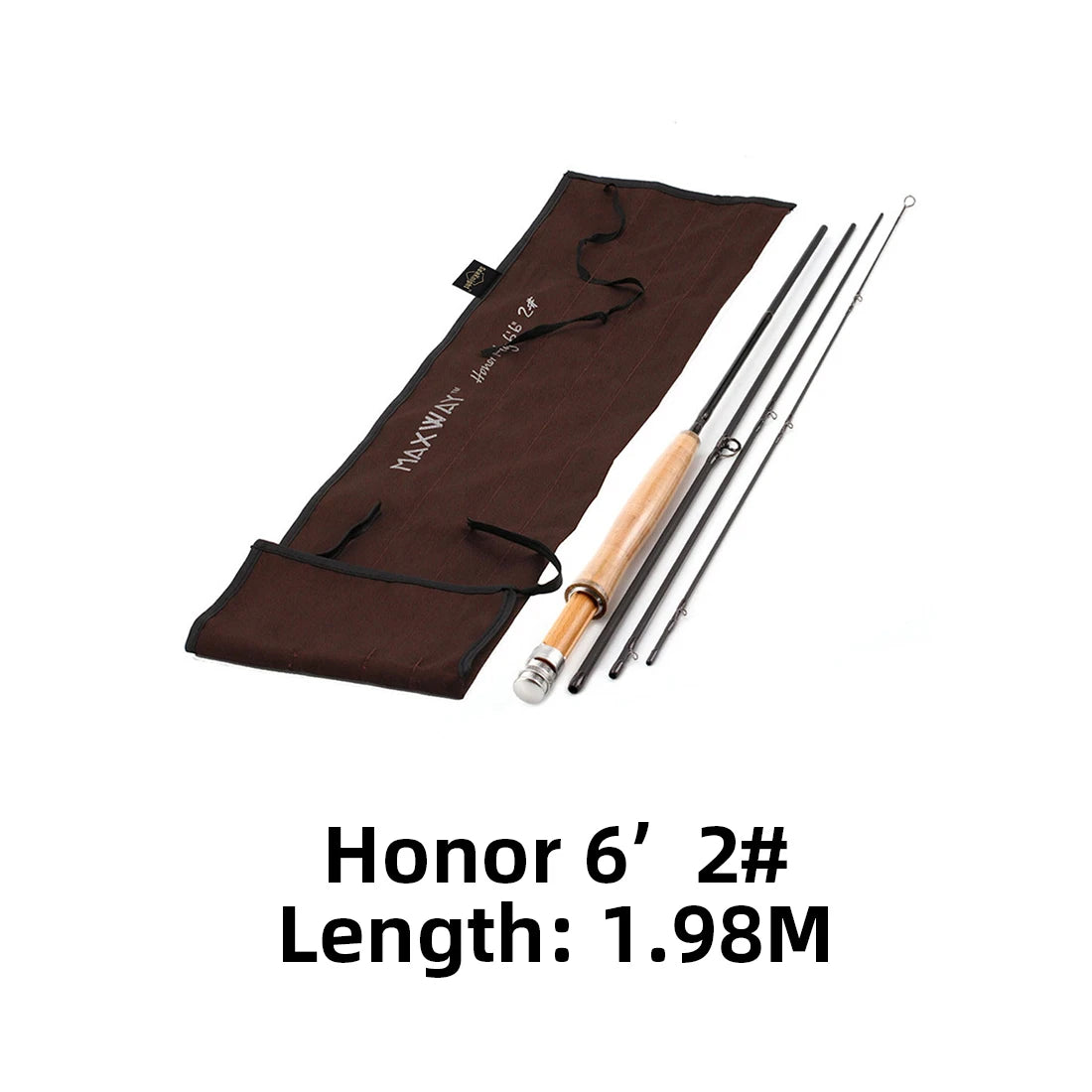 MAXWAY Honor Series Fly Rod – 3/4, 5/6, 7/8 | 2.4m, 2.7m, 3.0m | 40T Carbon | 3A Soft Cork Handle | 4 Sections - Cast And Catch