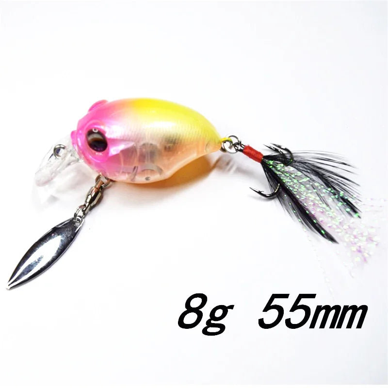 Micro Tappy Fishing Lure – Artificial Hard Bait Crank Wobbler | Tongue Plate Spinning Spoon with Feather | Trout Bait - Cast And Catch