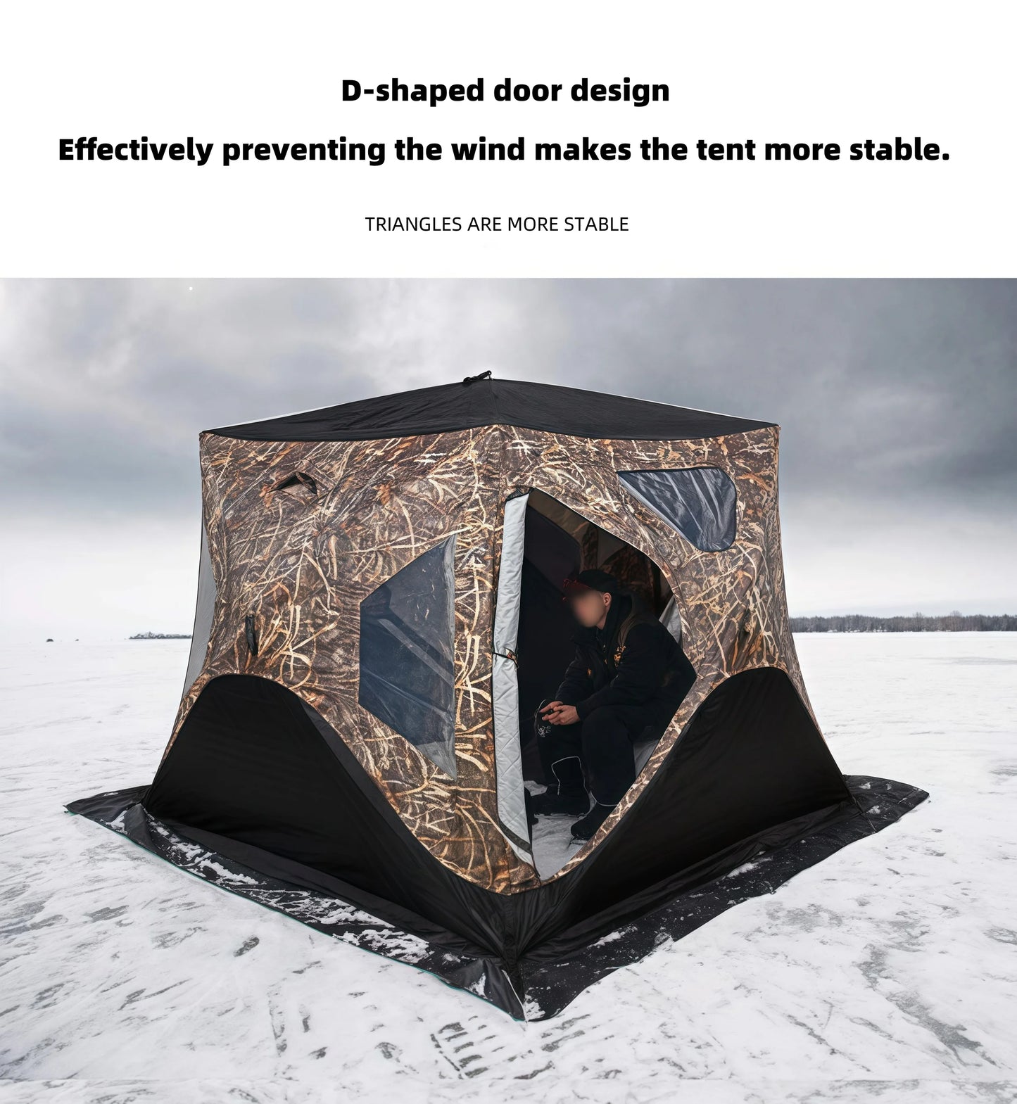 Outdoor Ice Fishing Tent – Thickened Cotton | Snowproof Winter Tent | 3–4 Person with Chimney Opening - Cast And Catch