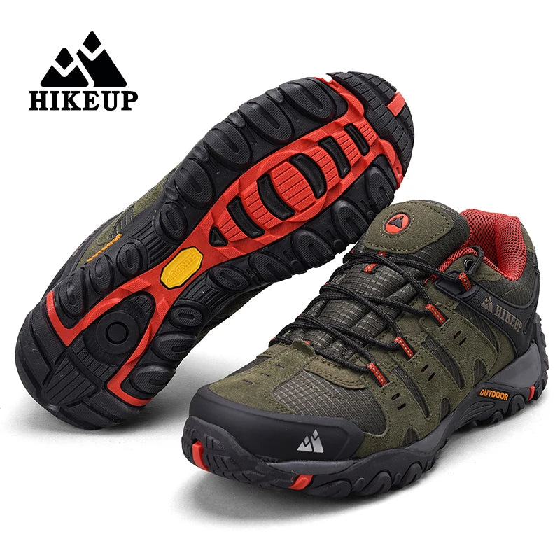 HIKEUP Men’s Hiking Shoes – Suede Leather | Wear-Resistant Outdoor Trekking, Walking & Hunting Tactical Sneakers - Cast And Catch