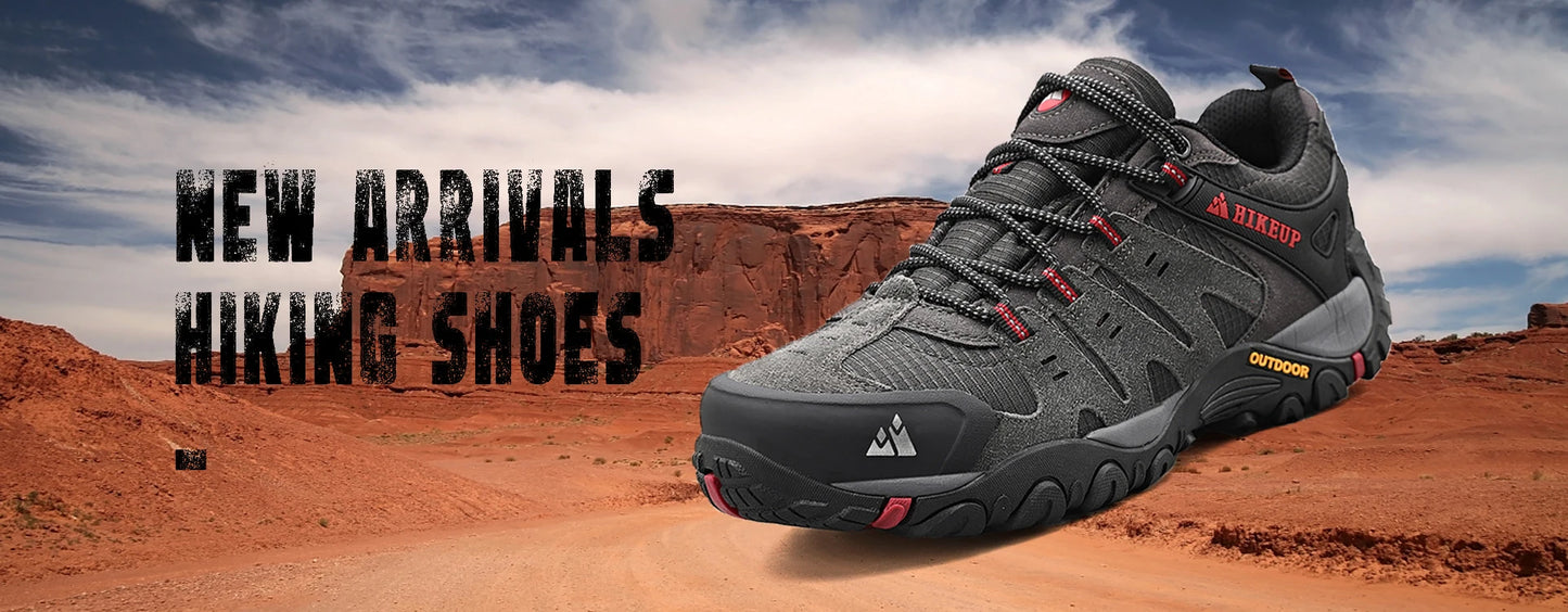 HIKEUP Men’s Hiking Shoes – Suede Leather | Wear-Resistant Outdoor Trekking, Walking & Hunting Tactical Sneakers - Cast And Catch