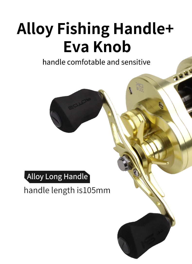 RUKE DK200 Metal Casting Reel – 15kg Drag | 10+1BB | 249g | Aluminum Alloy Handle with Rubber Knobs - Cast And Catch