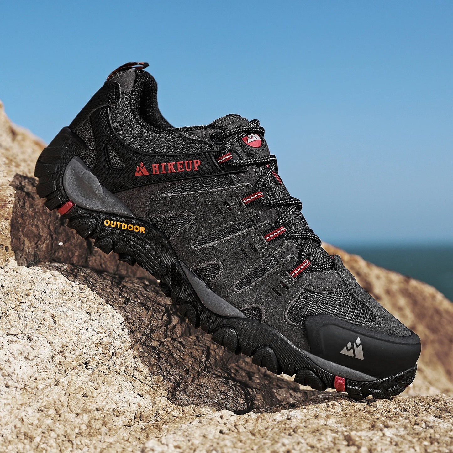 HIKEUP Men’s Hiking Shoes – Suede Leather | Wear-Resistant Outdoor Trekking, Walking & Hunting Tactical Sneakers - Cast And Catch