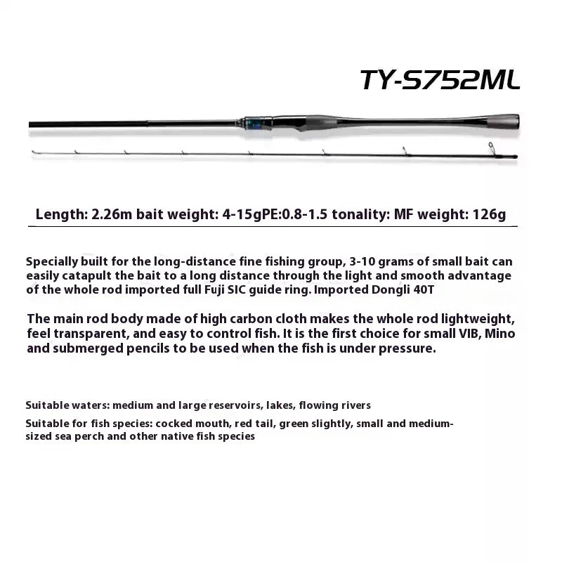 Haibo 2.5m Lightweight High-Elastic Carbon Fiber Fishing Rod | Long-Distance Lure Fishing | Reservoir & Lake Use - Cast And Catch