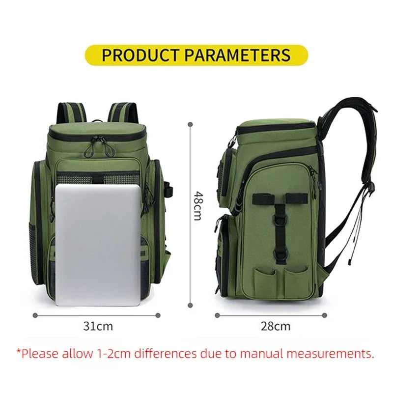 New Fishing Backpack – 50L Chest Bag with Rod Holders | Tackle & Lure Organizer | Outdoor Camping & Hiking Large Backpack - Cast And Catch