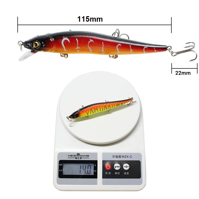 Fishing Lure – 11.5cm, 14g | Artificial Bionic Swing Hard Bait | 3D Eyes & Hooks | Carp, Bass & Pike | 5/10pcs - Cast And Catch
