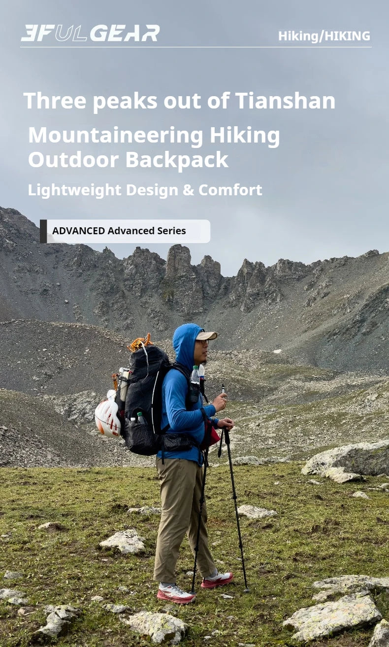 3F UL GEAR TianShan Backpack – 35+10L Ultralight | 70D/210D Dyneema | Large Capacity, Waterproof | Outdoor Camping, Hiking & Climbing - Cast And Catch