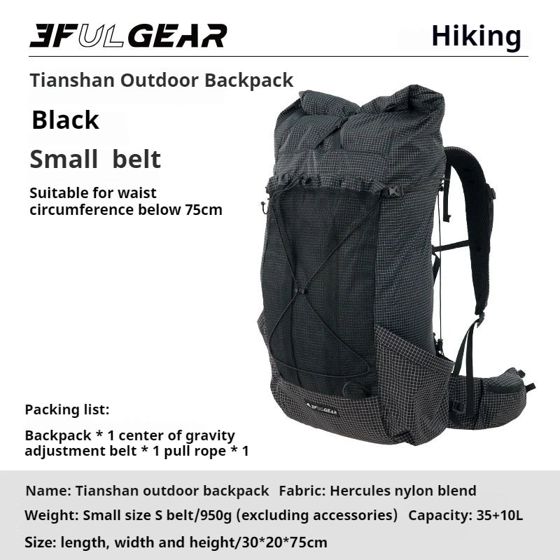 3F UL GEAR TianShan Backpack – 35+10L Ultralight | 70D/210D Dyneema | Large Capacity, Waterproof | Outdoor Camping, Hiking & Climbing - Cast And Catch